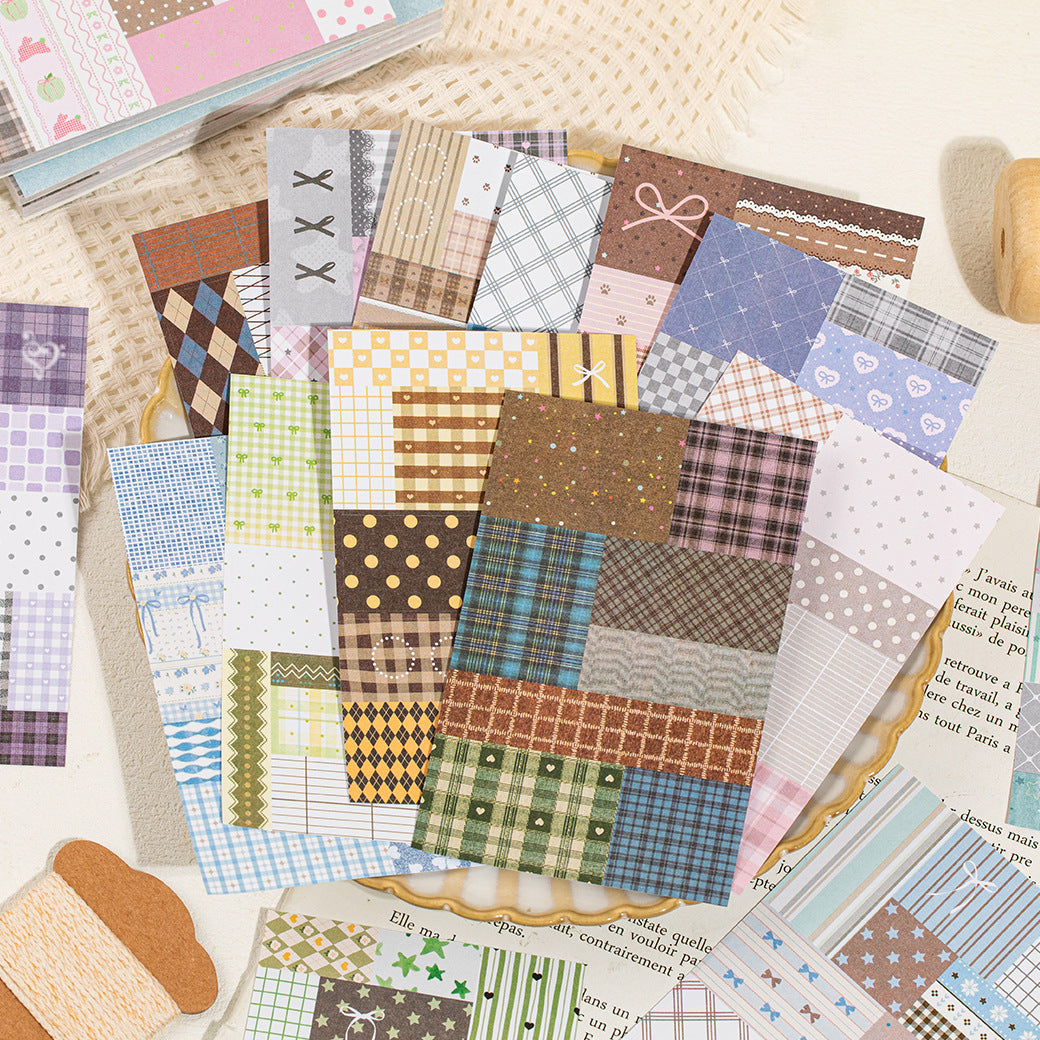 Half-Sugar Diary Patchwork Pattern Die-Cut Sticker Book