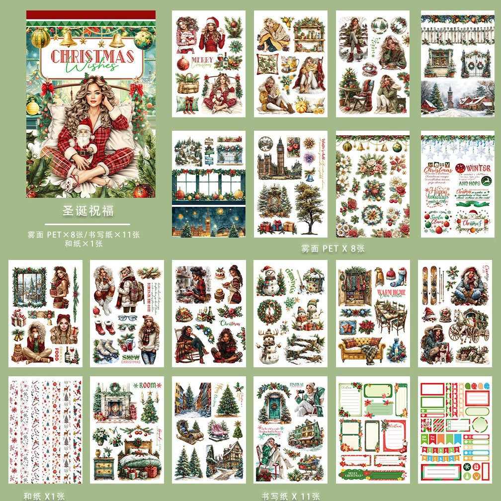 Christmas Theme Vintage Sticker Book