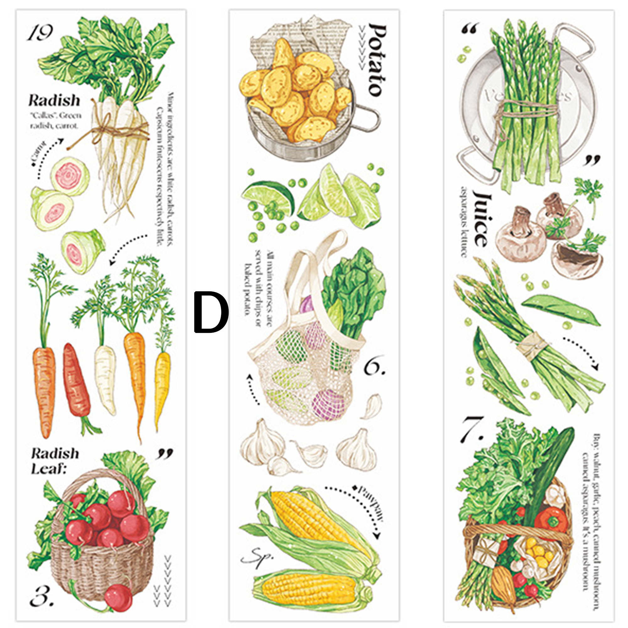 Vegetable and Fruit Scrapbook Journal PET Tape Sticker