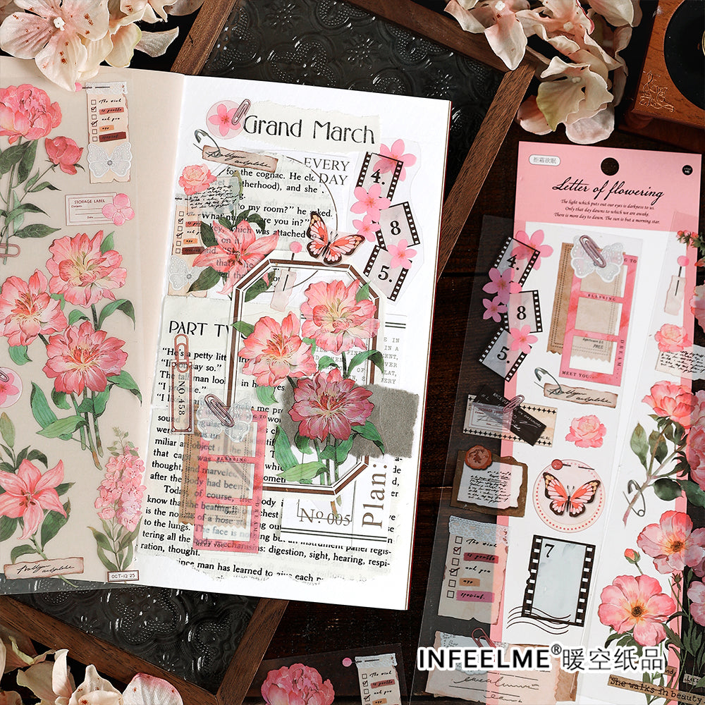 Flowering Letter Scrapbook Journal Tape Sticker  For paper crafts