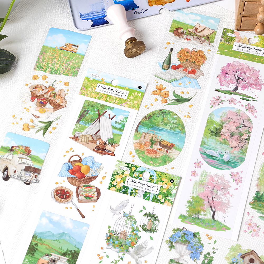 Panoramic Spring Scenery Decorative Tape