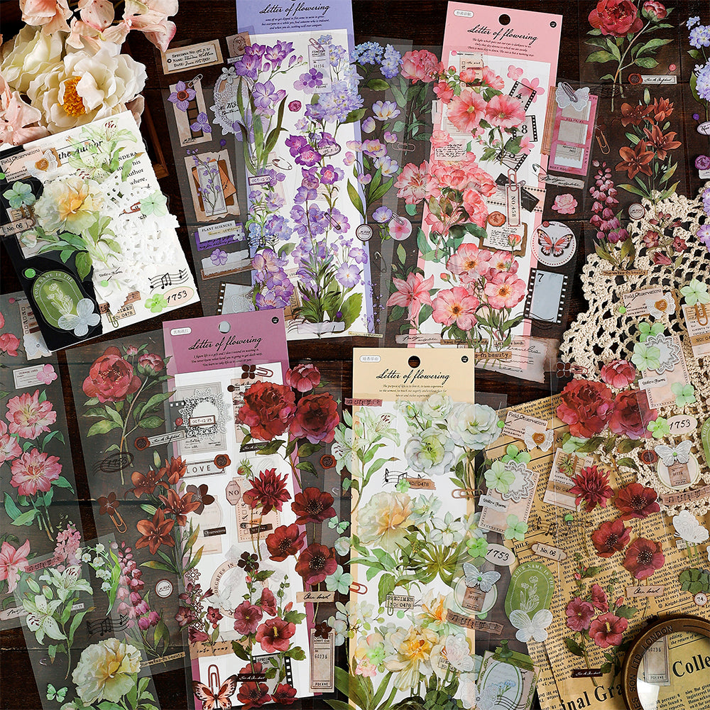 Flowering Letter Scrapbook Journal Tape Sticker  For paper crafts
