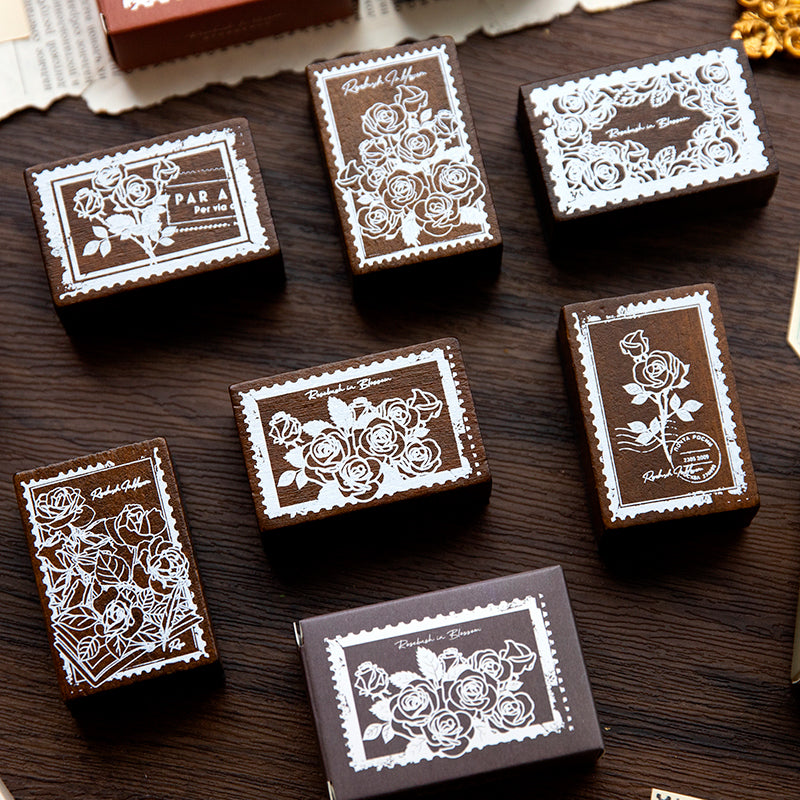 Rose flower wooden stamps