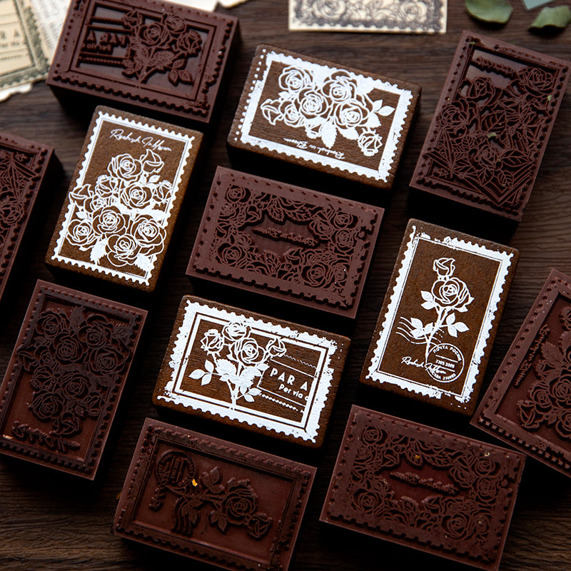 Rose flower wooden stamps