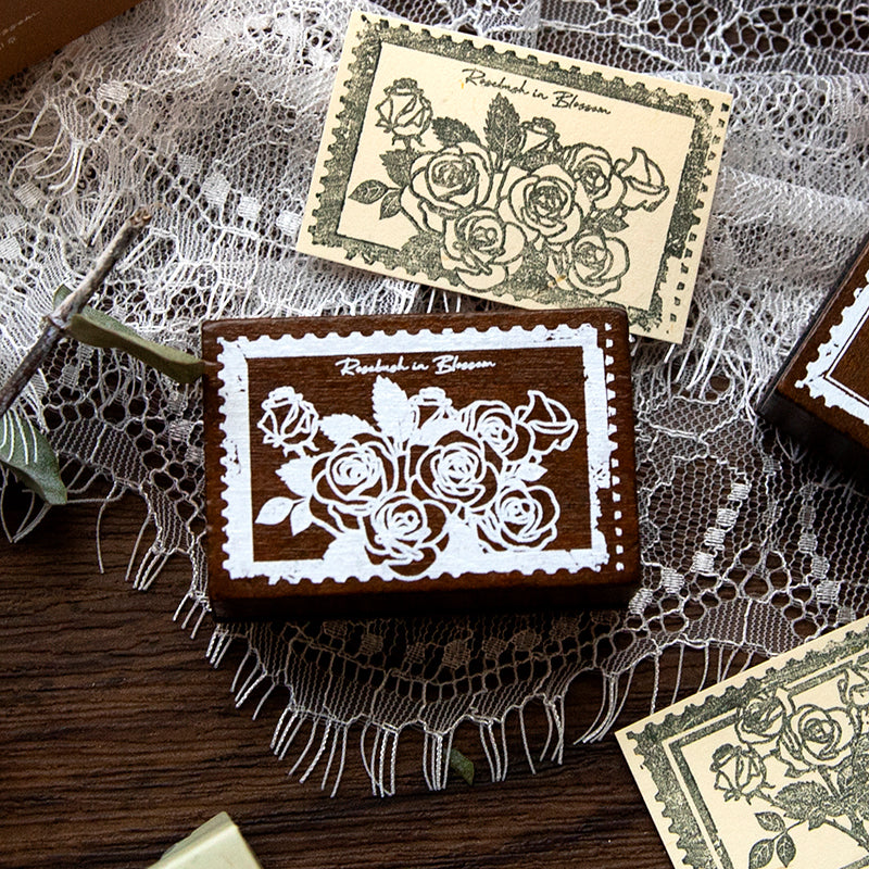 Rose flower wooden stamps