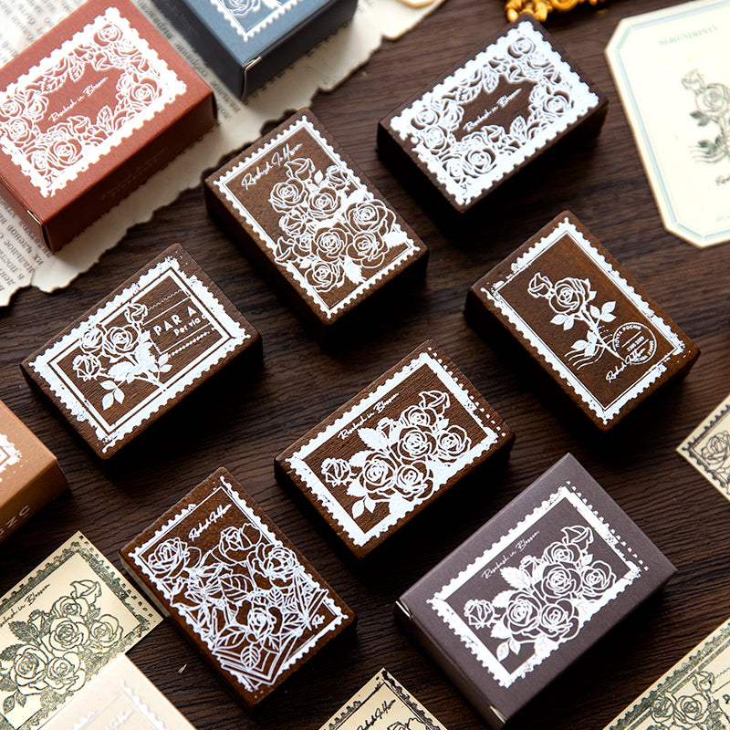 Rose flower wooden stamps