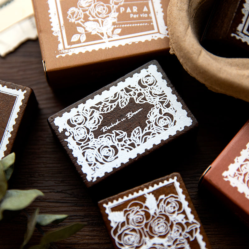 Rose flower wooden stamps