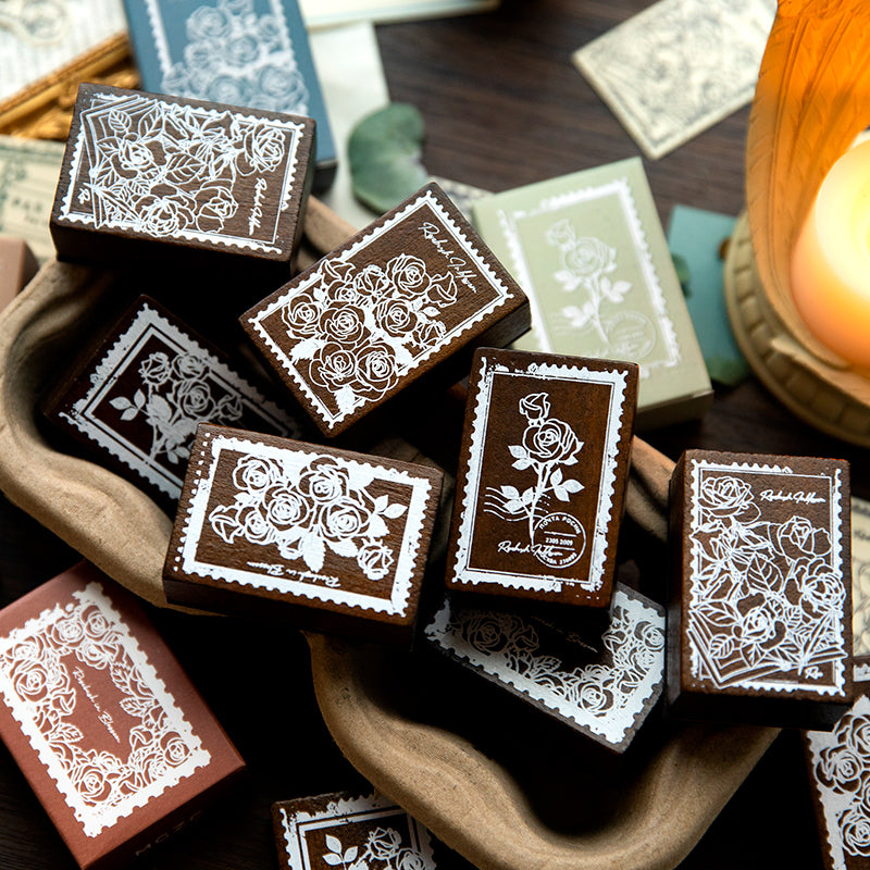 Rose flower wooden stamps