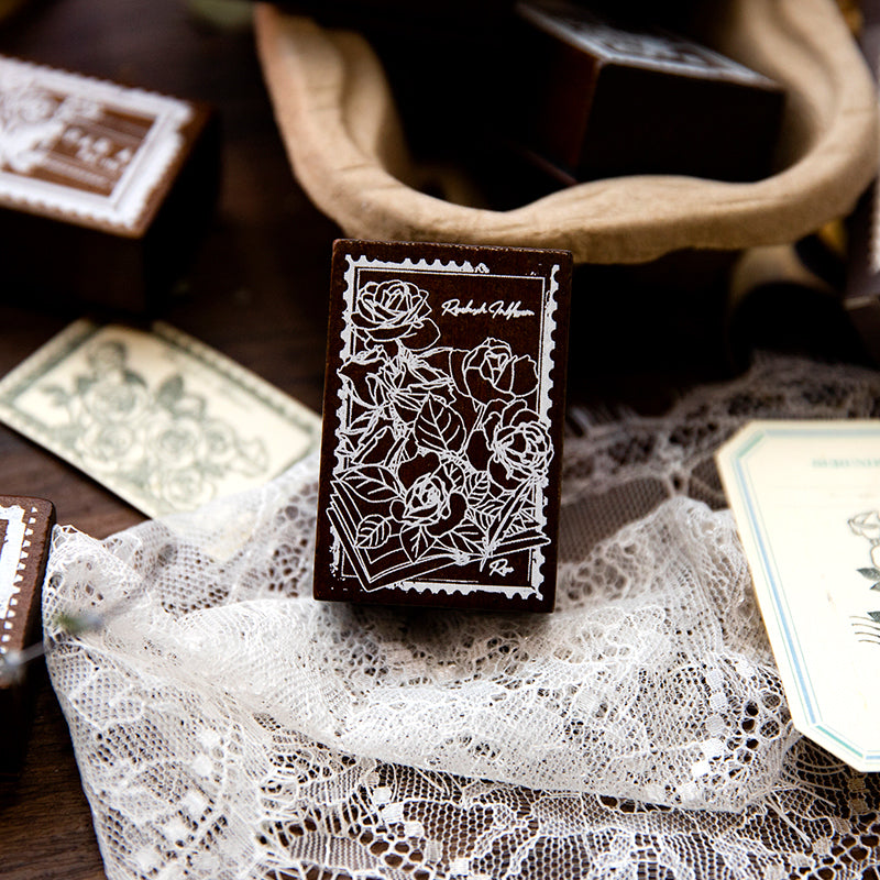 Rose flower wooden stamps