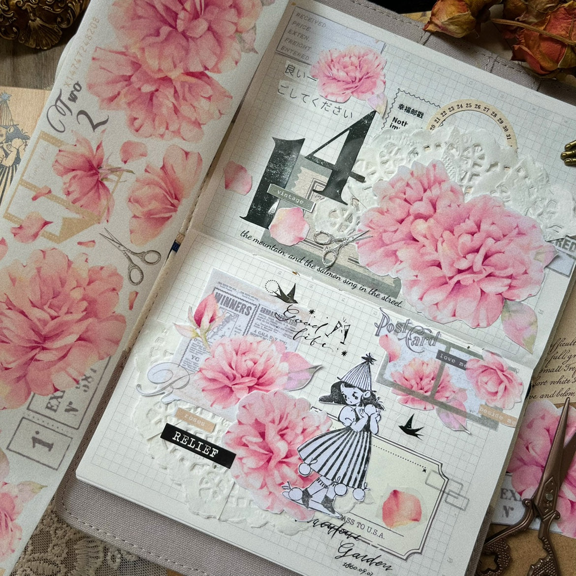 Vintage Pink Flower Tape