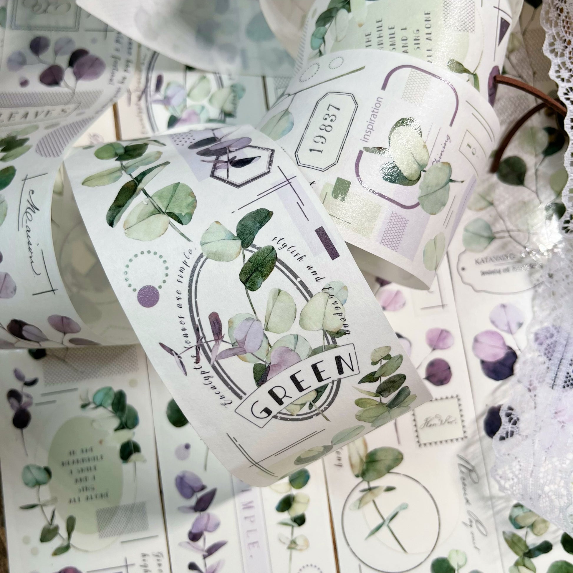 Eucalyptus Washi Tape | Eucalyptus PET Tape | Beautiful washi tape For bujo & scrapbooking