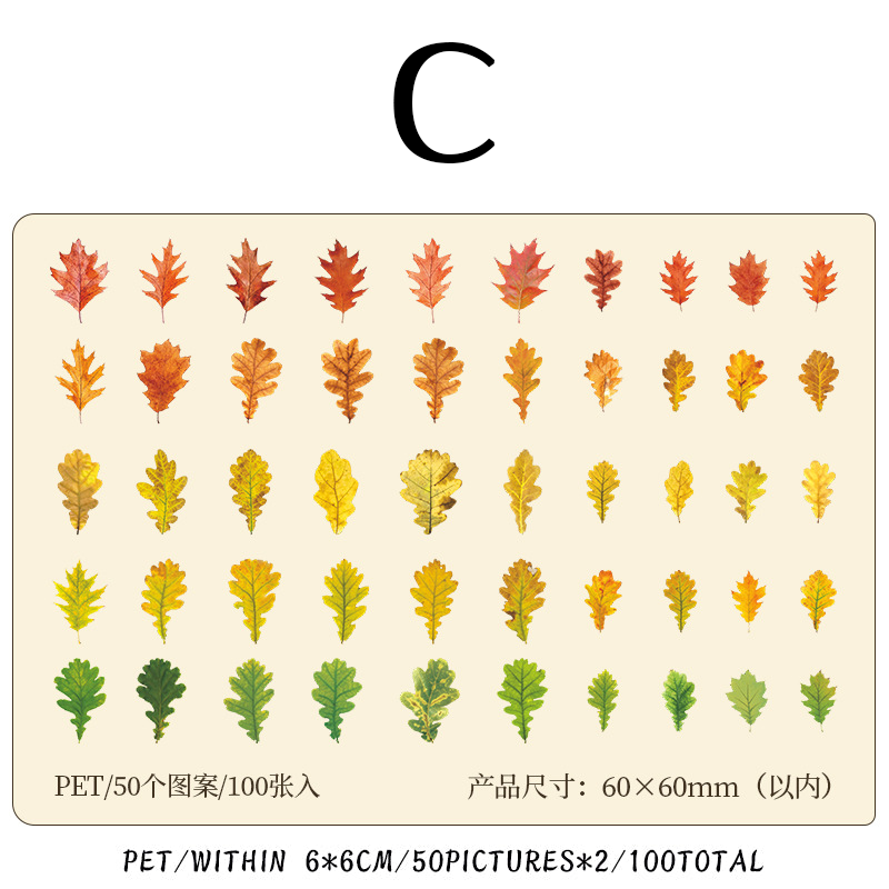 Four Seasons of leaves series sticker 100Pcs