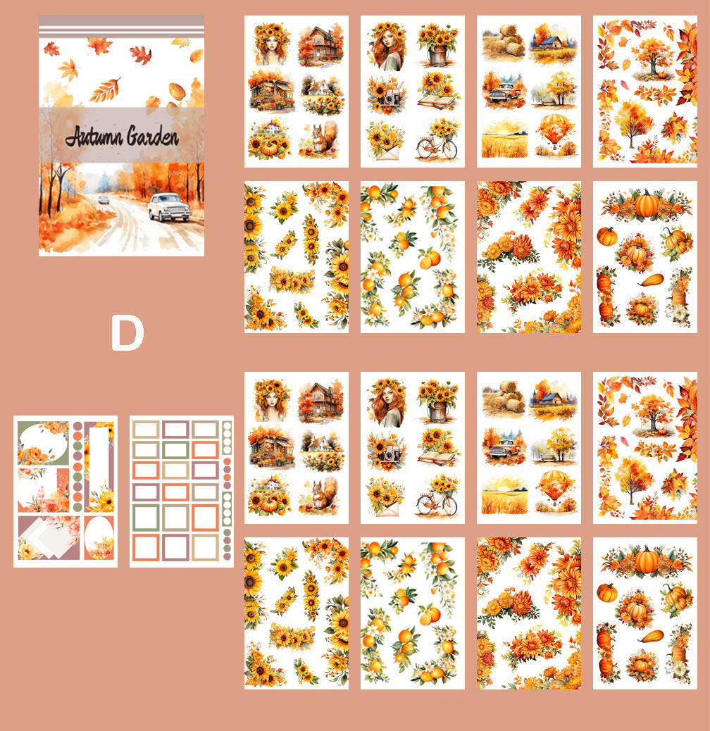 Autumn Garden Vintage Sticker Book 5 Theme
