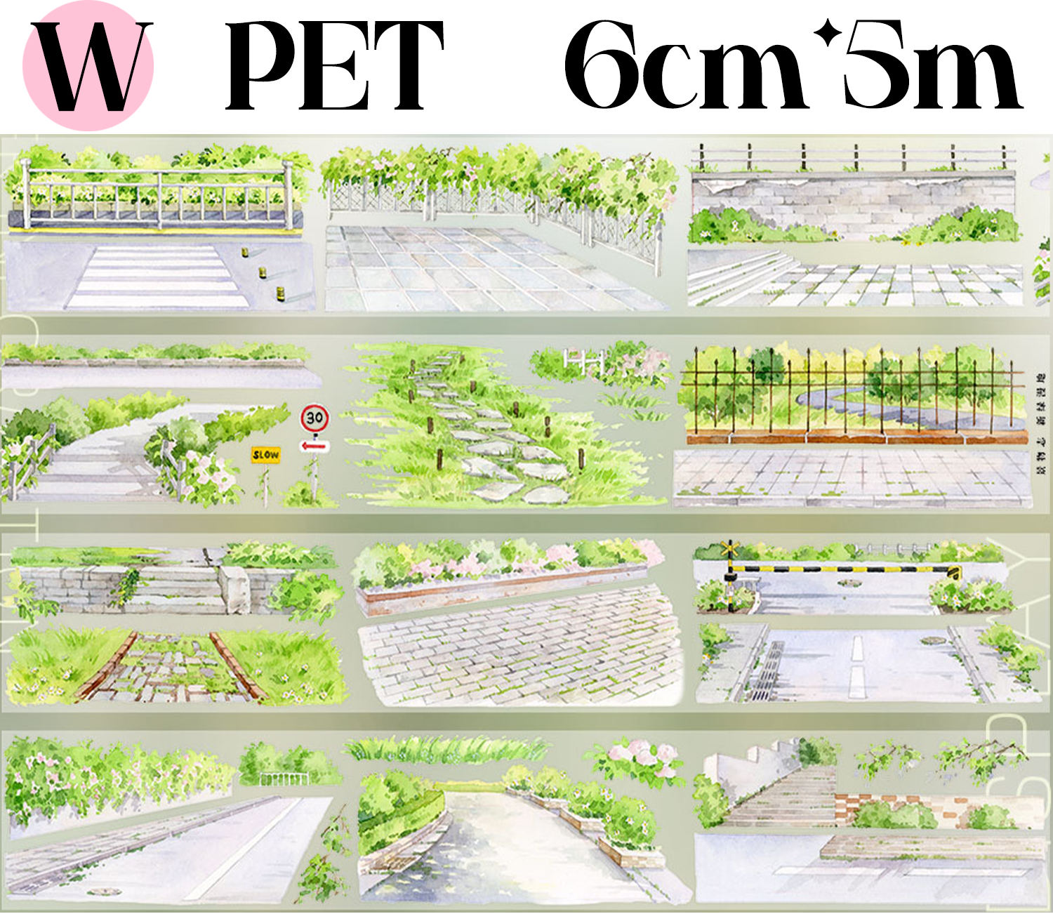 【ZERO】Roads/Walls/Floor/Steps Landscaping Tape (67 Styles) (Whole Roll Tape)