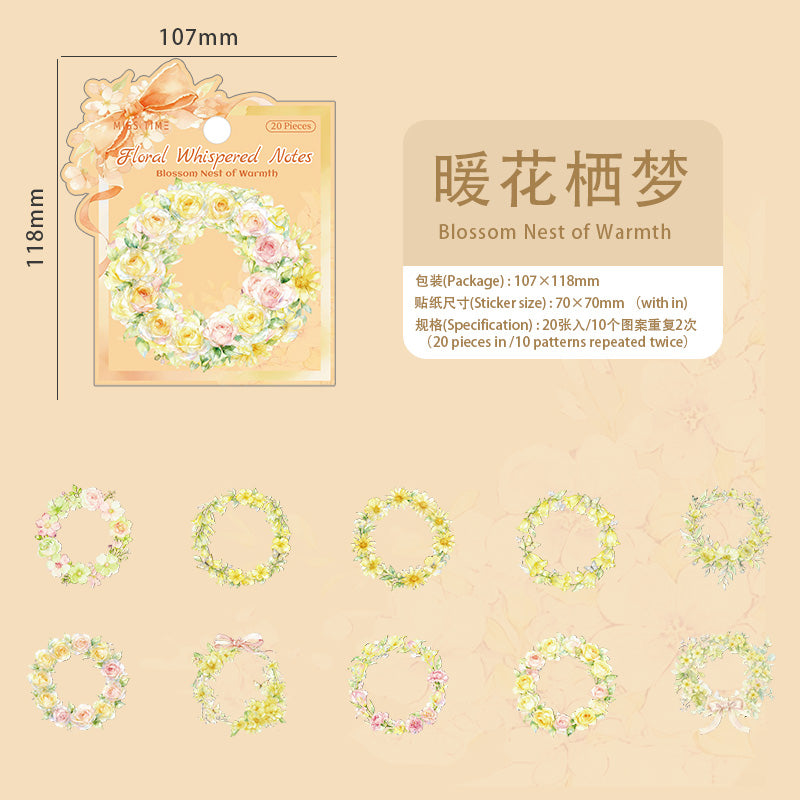 Floral Note with Gentle Whispers Wreath PET Stickers
