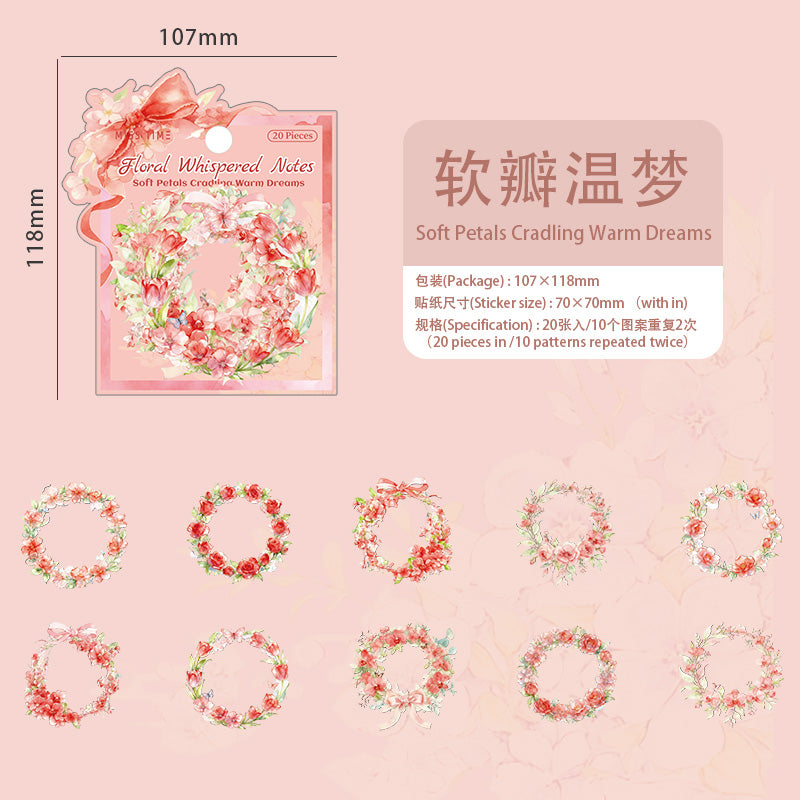 Floral Note with Gentle Whispers Wreath PET Stickers