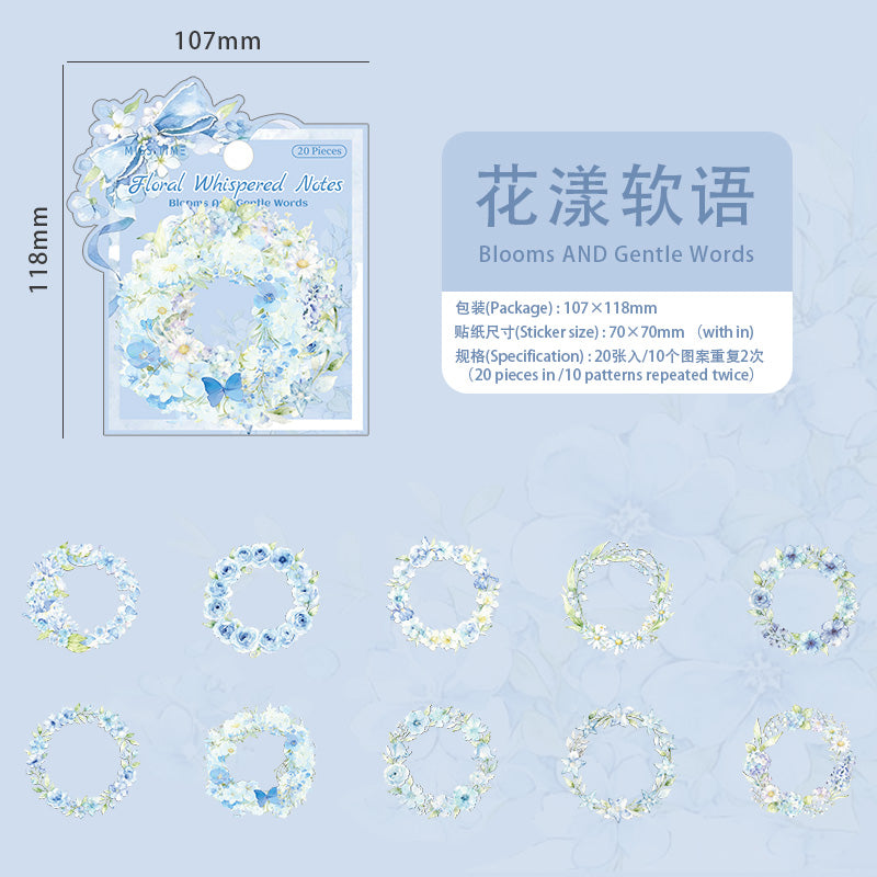 Floral Note with Gentle Whispers Wreath PET Stickers