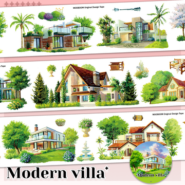 MOOBOOM Modern Villa Pre-cut PET Landscaping Tape for journaling and scrapbooking