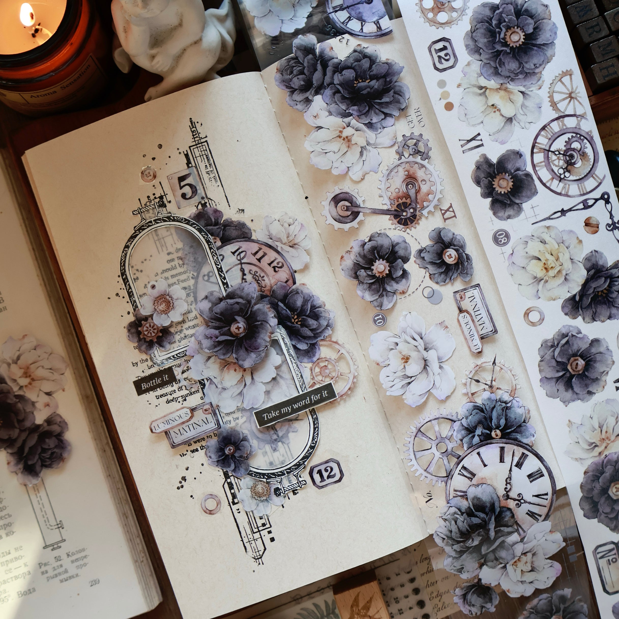 Black and White Flowers Tape (5.5cm*120cm)