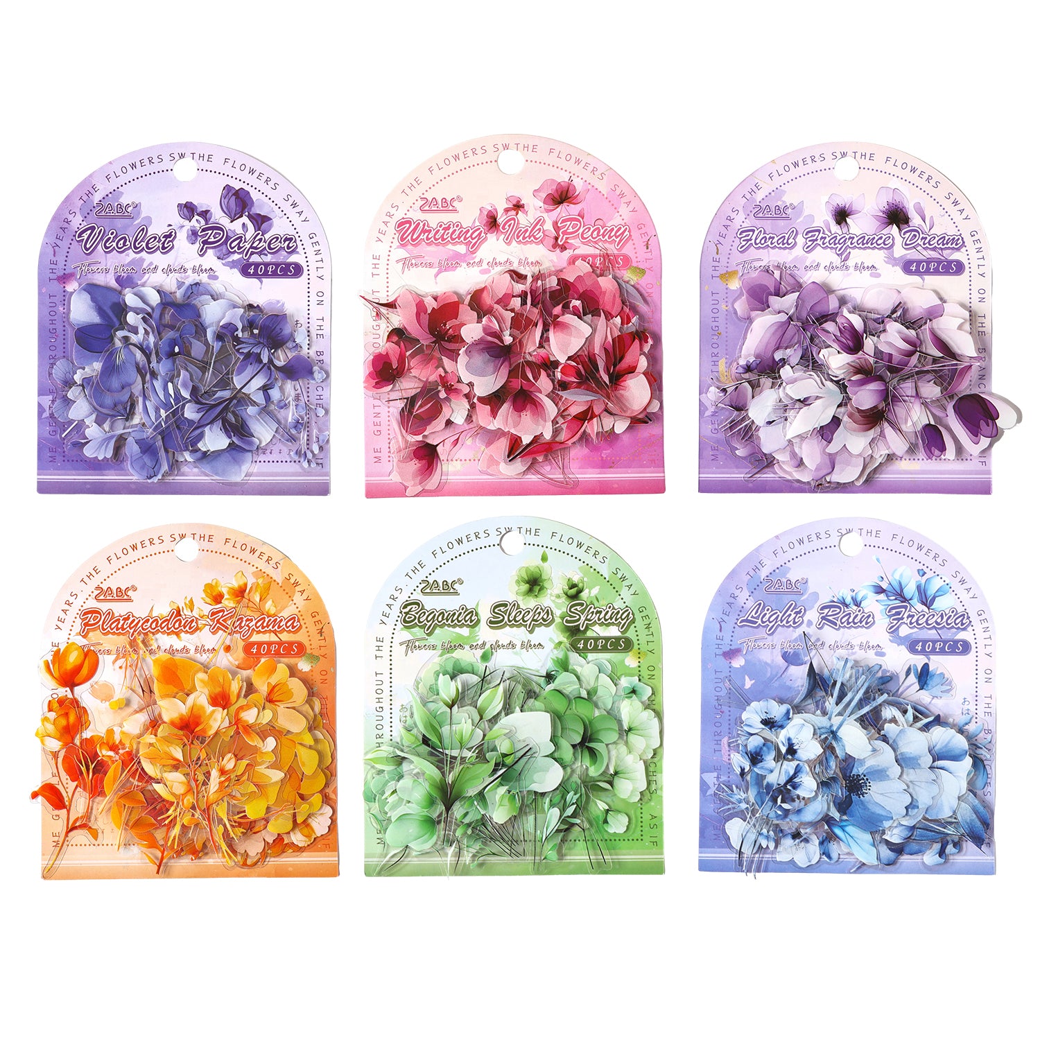 Six-colored Flower PET Sticker for journaling and scrapbooking