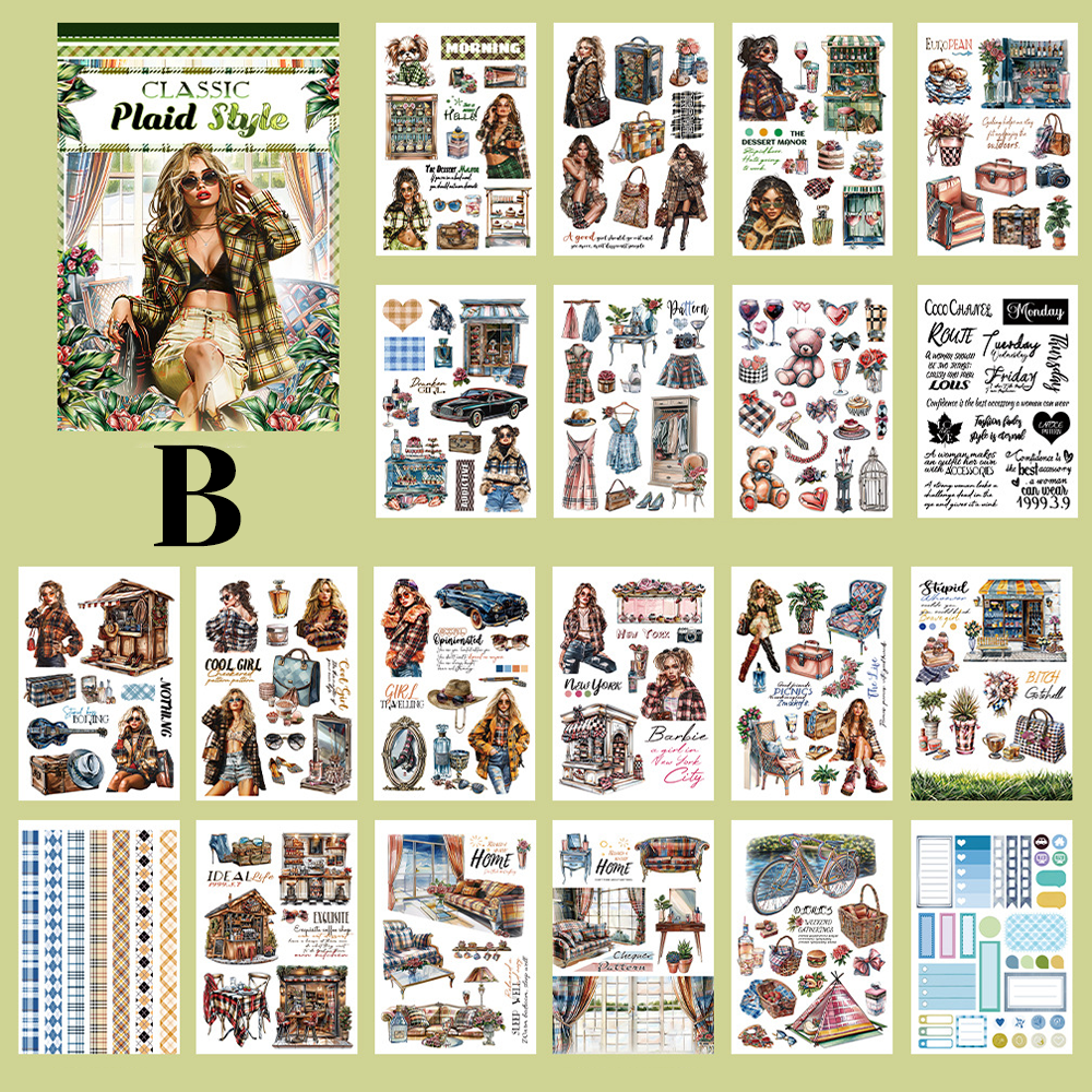 Vintage Sticker Book Vol.11 - Classic Plaid Style