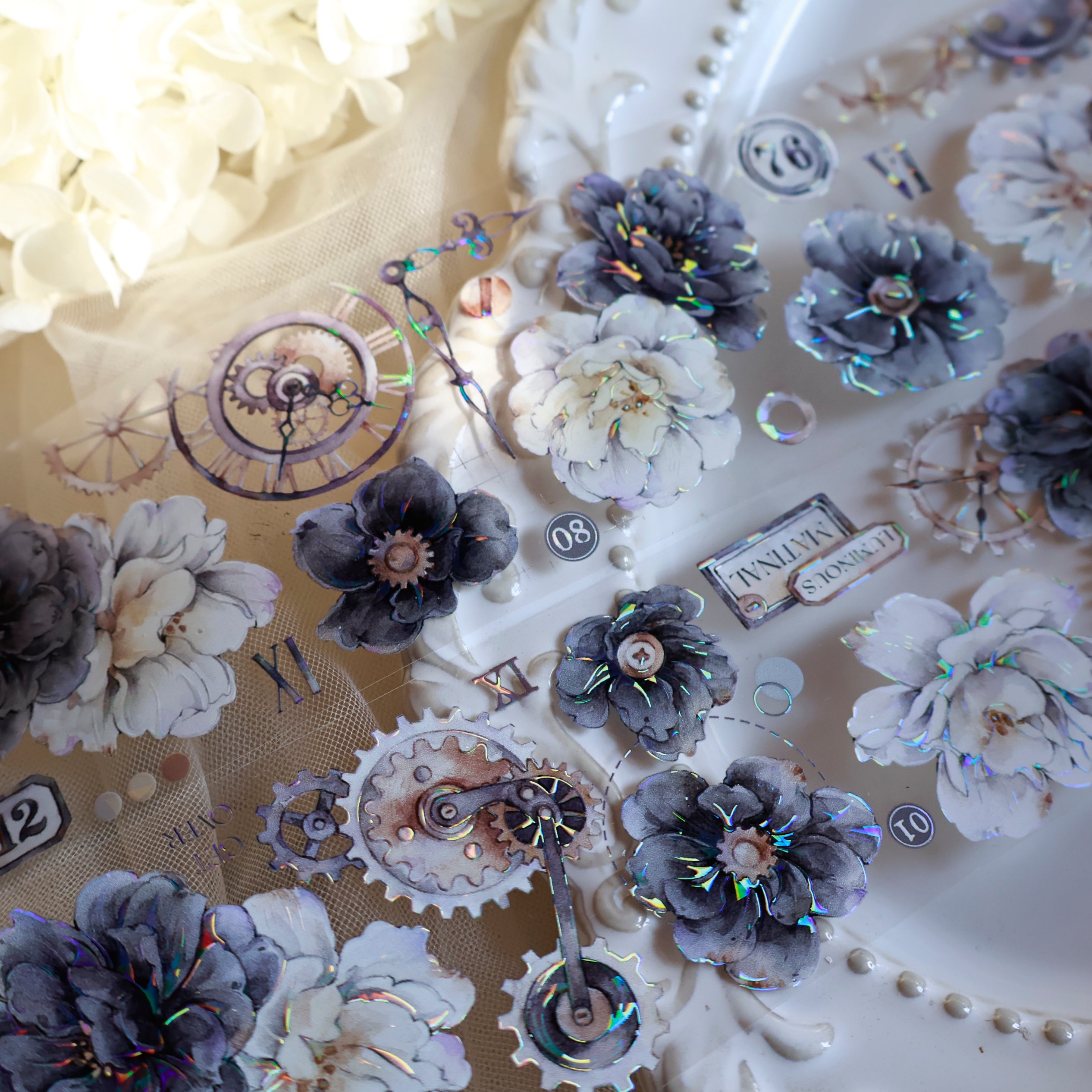 Black and White Flowers Tape (5.5cm*120cm)