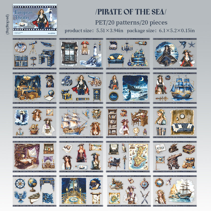 European Theatre PET Sticker Book for journaling and scrapbooking