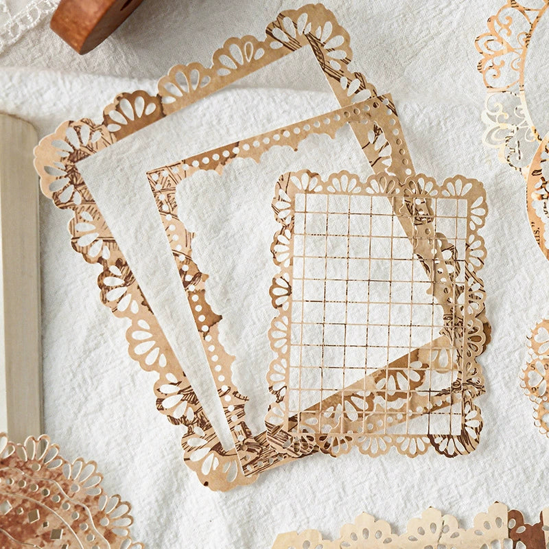 Lace-trimmed Vintage Letters Scrapbooking Paper