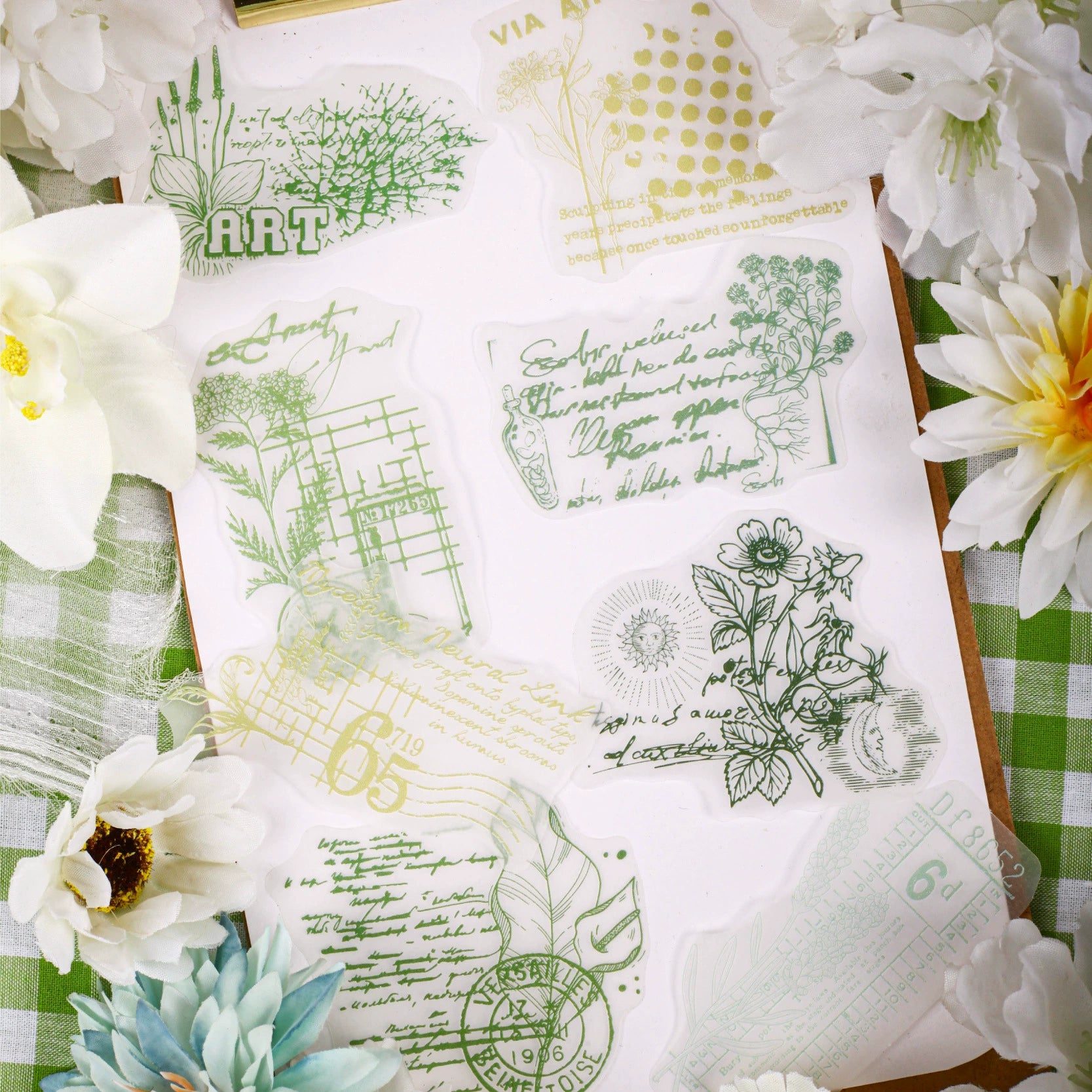 Vintage Text Parchment Paper Stickers