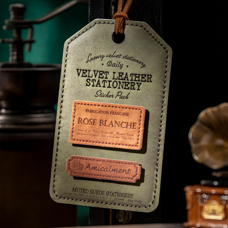 Suede Letter Paper Style Simulated Leather Labels Rigid Cards