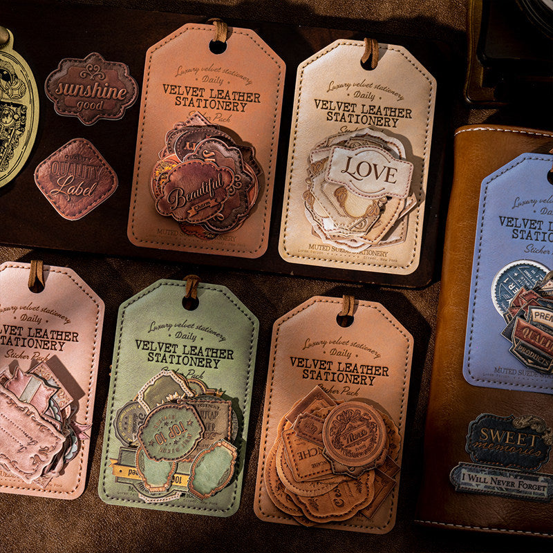 Suede Letter Paper Style Simulated Leather Labels Rigid Cards