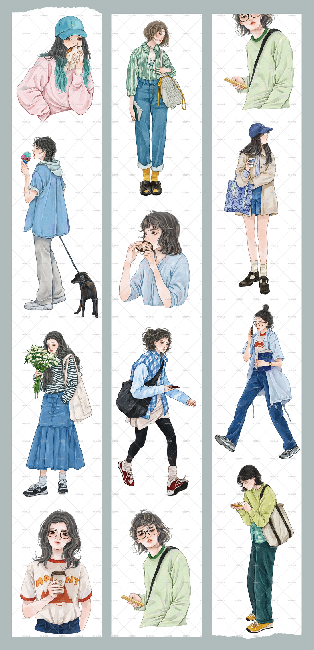 【MOOD】Walking Time Character PET Tape