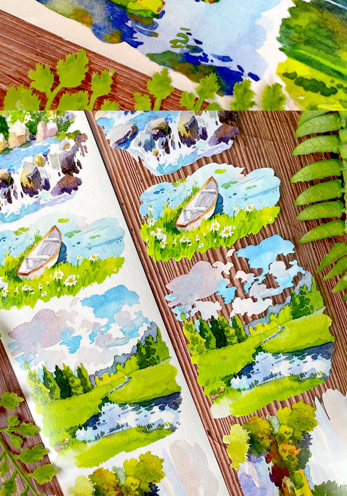 【NEW Studio】 Boat Moored by The River Landscaping Tape (7cm* 125cm)