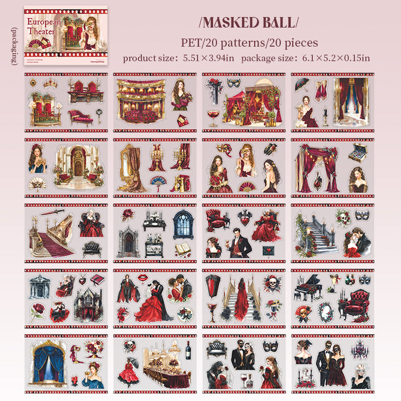 European Theatre PET Sticker Book for journaling and scrapbooking