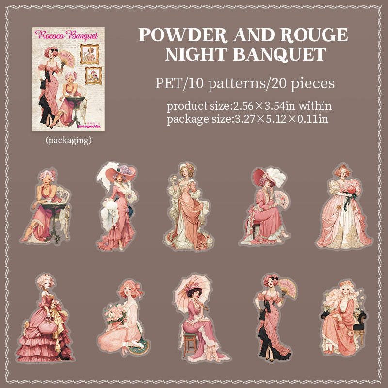 Rococo Dinner Banquet Vintage Characters PET Sticker for journaling and scrapbooking
