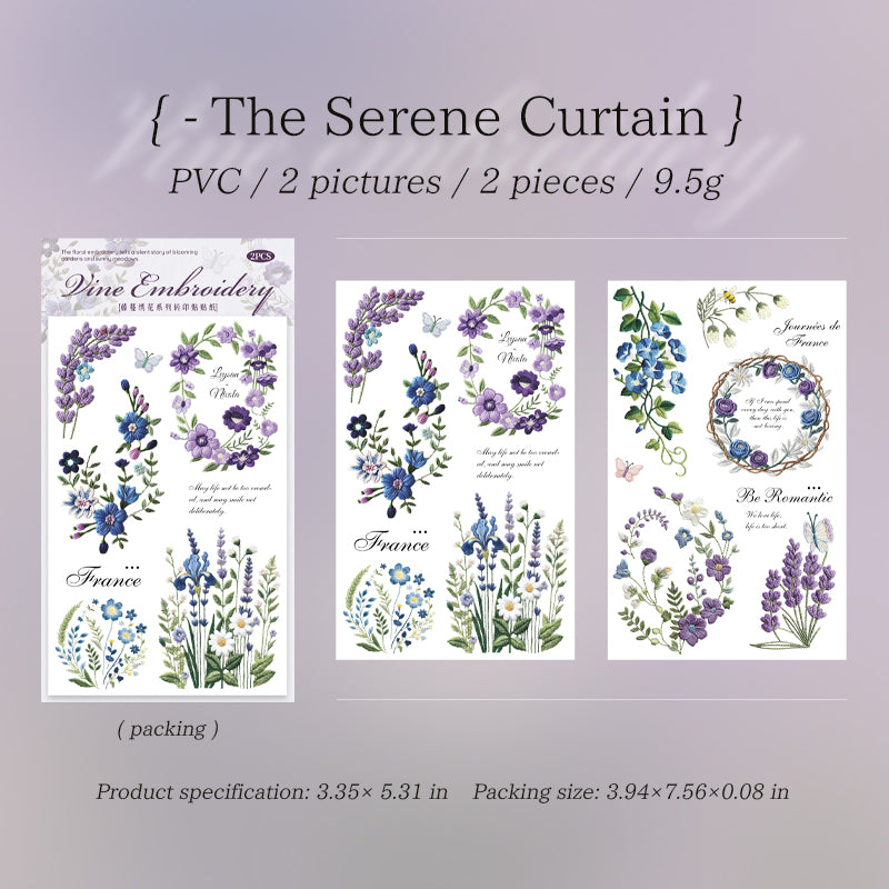 Vine and Embroidery Floral Transfer Sticker