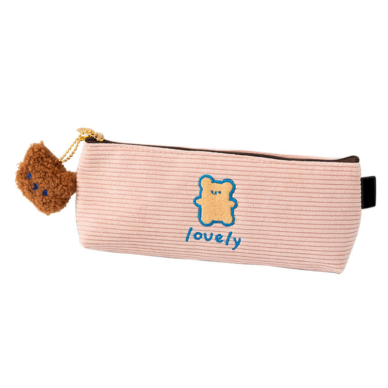 Cute Bear Corduroy Pencil Case