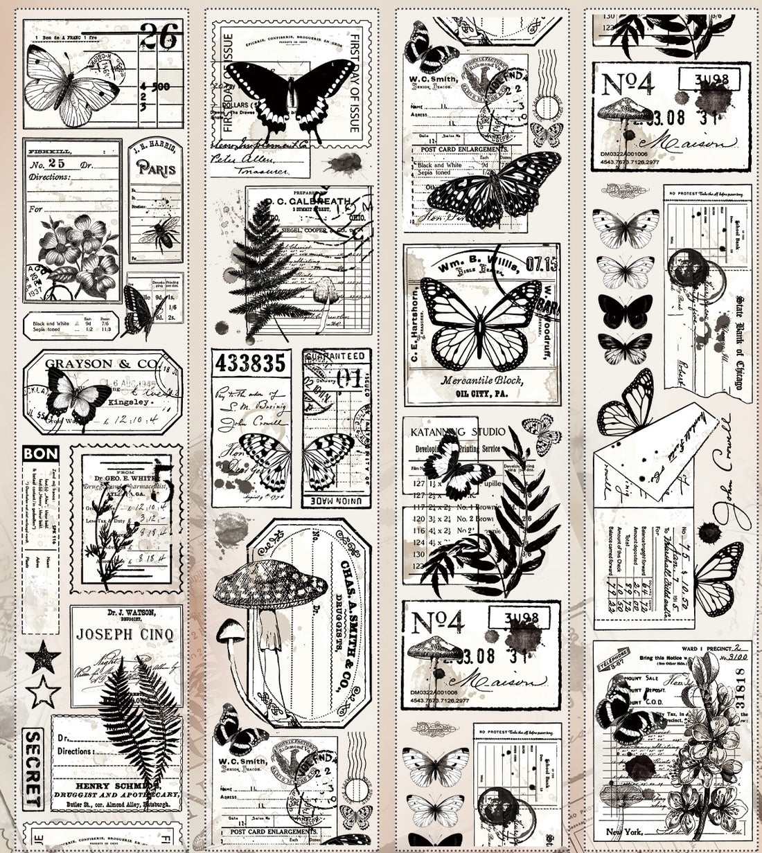 Letters and Butterflies Tape (6cm*100cm)