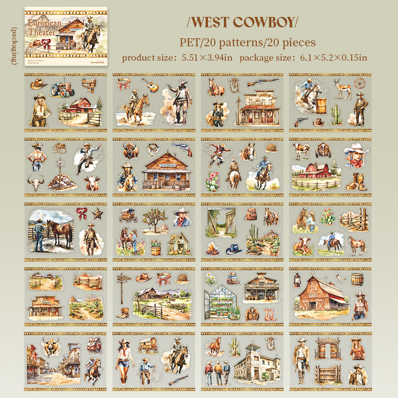 European Theatre PET Sticker Book for journaling and scrapbooking