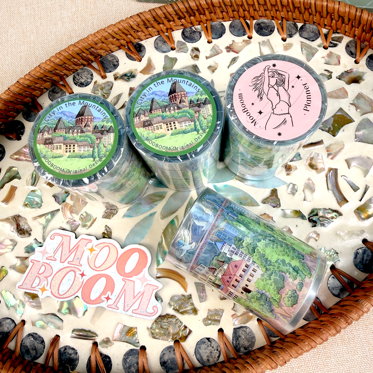 【MOOBOOM】 City in the Mountains Pre-cut Landscape PET Tape
