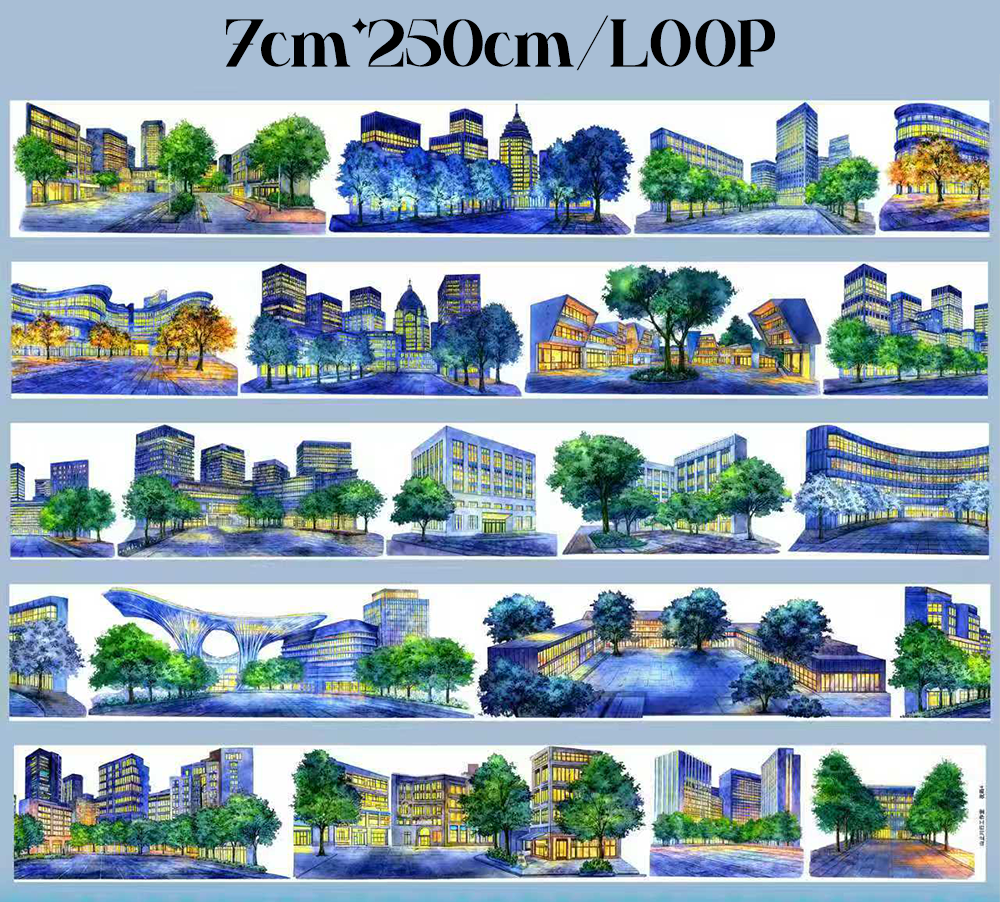 【SZCX】Bustling Night City Landscape PET Tape