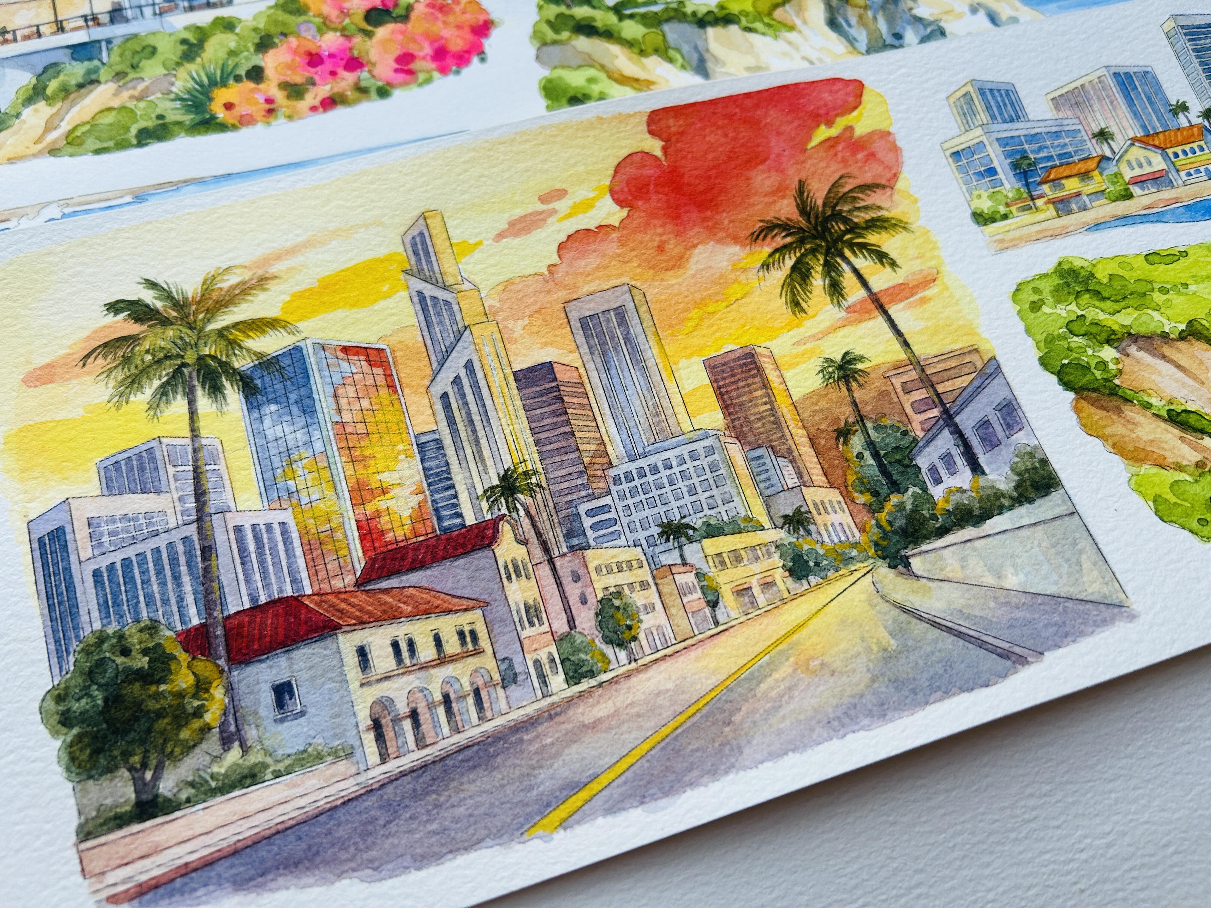 【MOOBOOM】Los Angeles City Buildings Scenery Shell Light Foil Pre-cut Landscaping Tape