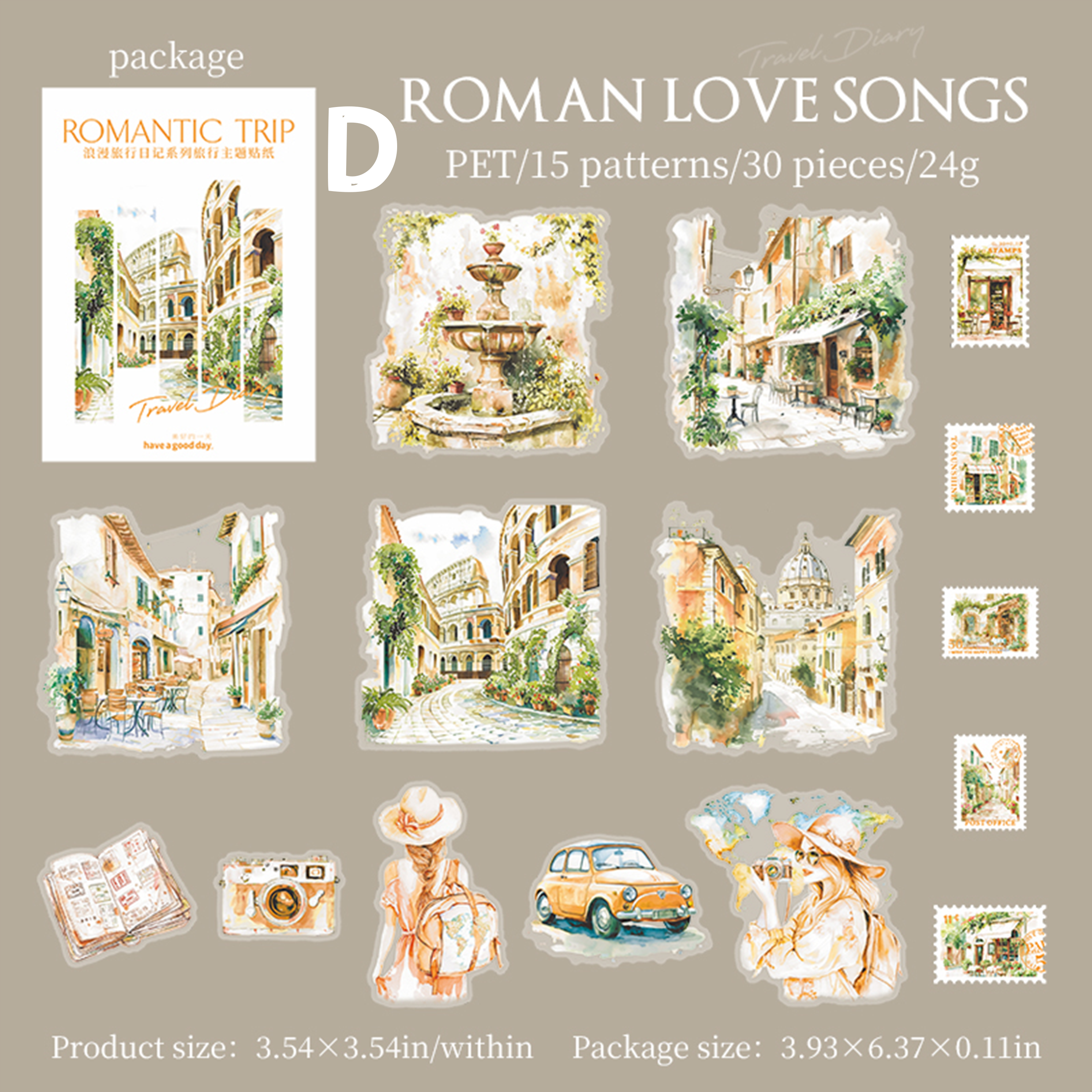 Romantic Travel Diary Sticker