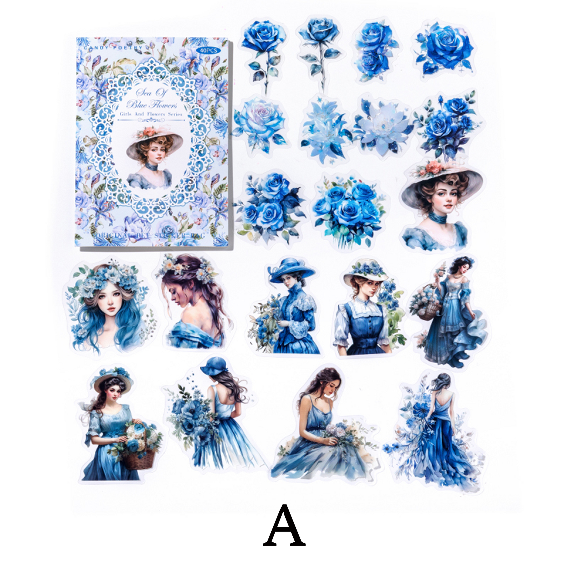 Girl and Flower Scrapbooking Journaling PET Sticker