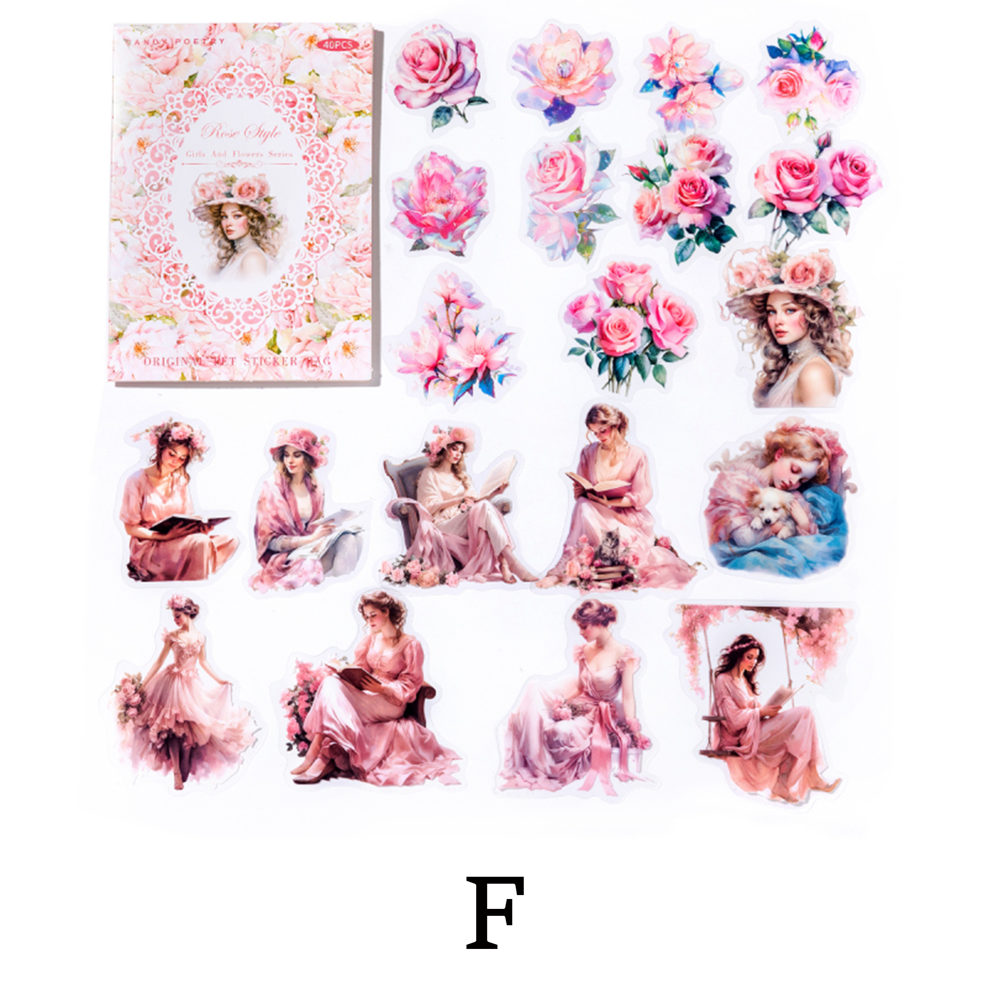 Girl and Flower Scrapbooking Journaling PET Sticker