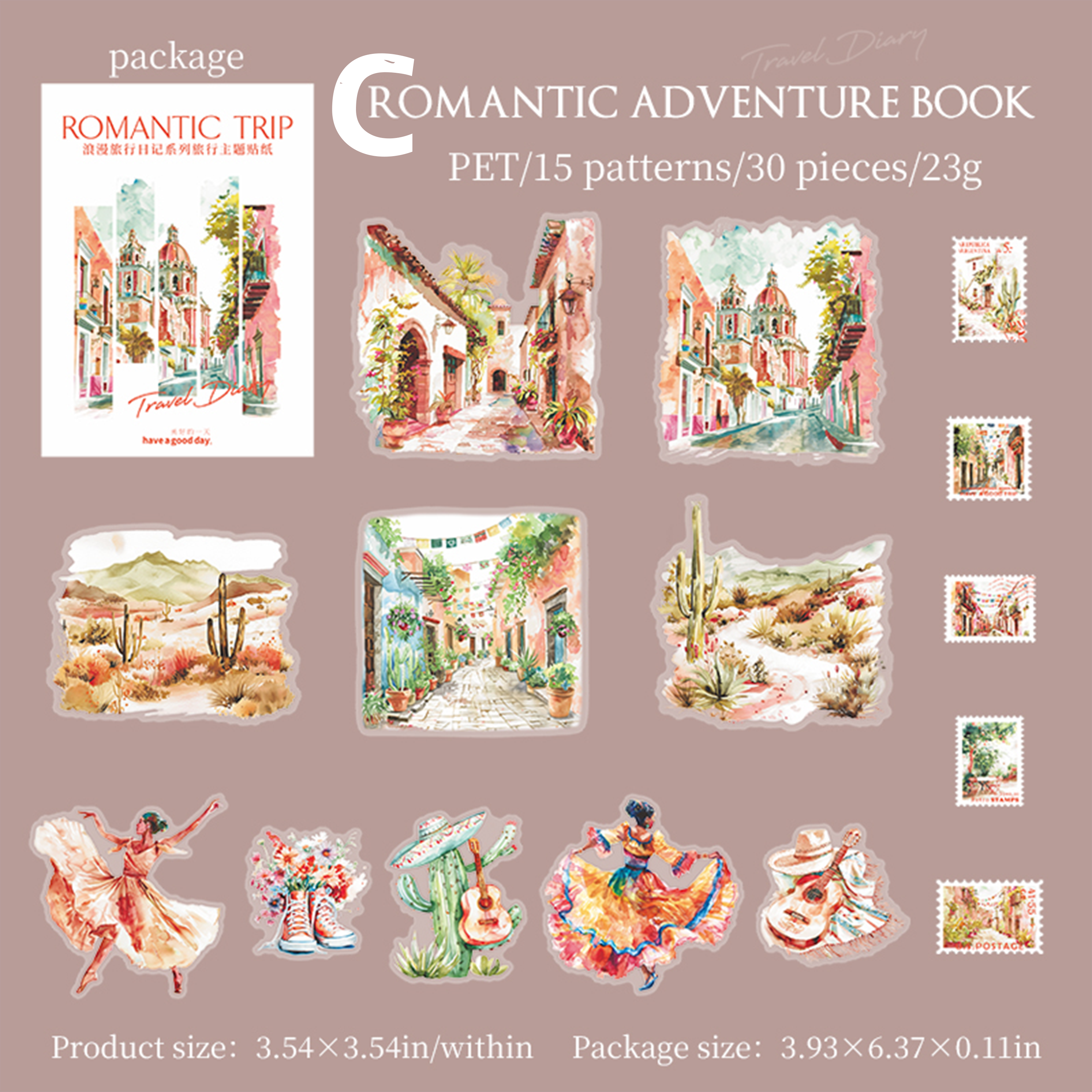Romantic Travel Diary Sticker