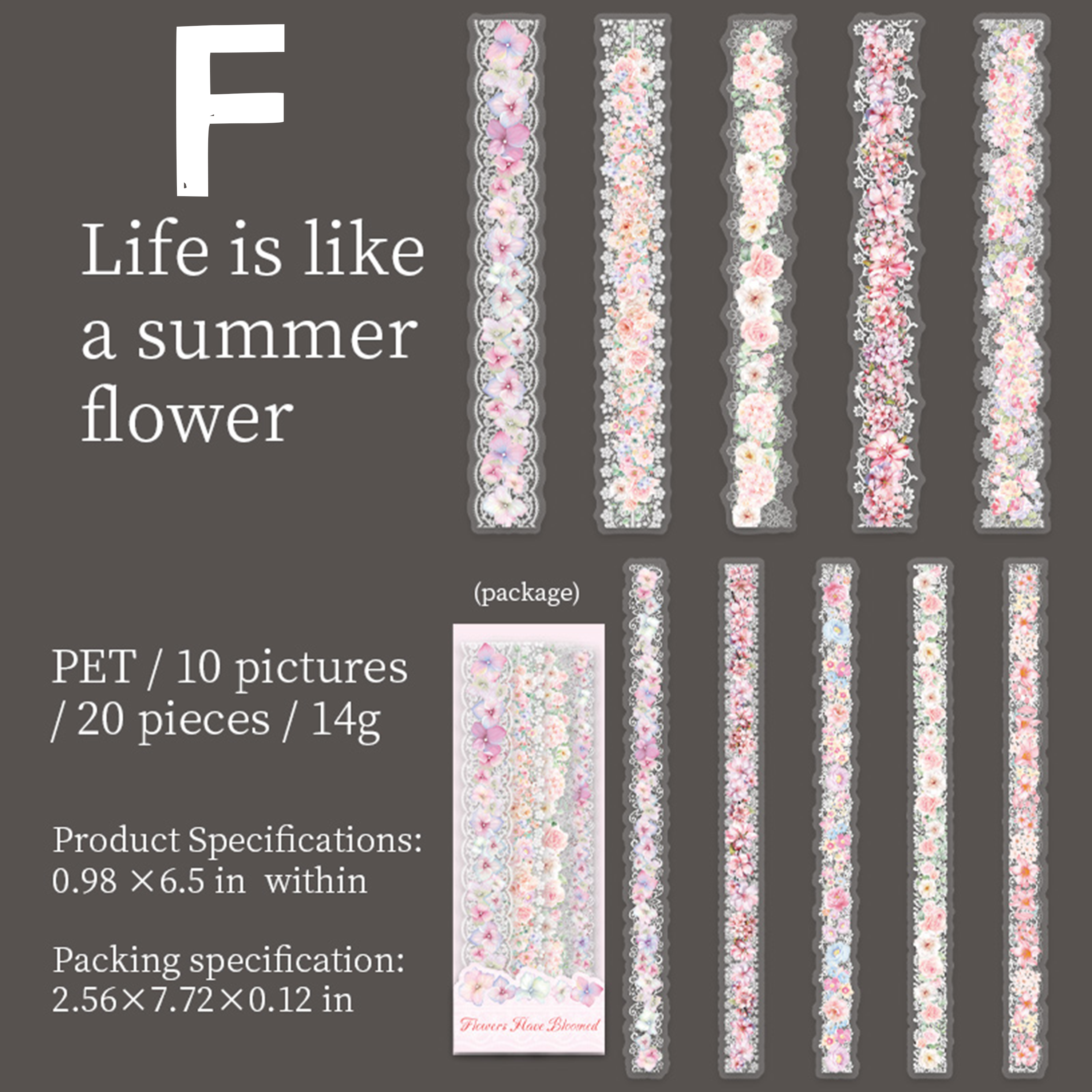 Long Lace Flower Stickers