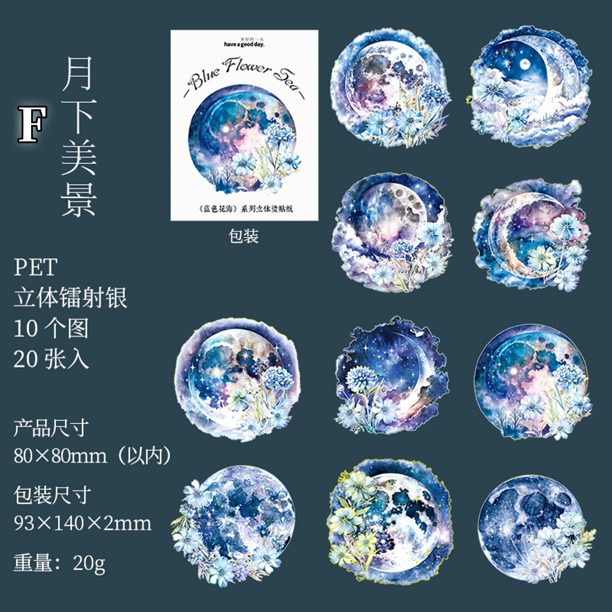 Sea of Blue Flowers Scrapbooking Journal PET Sticker