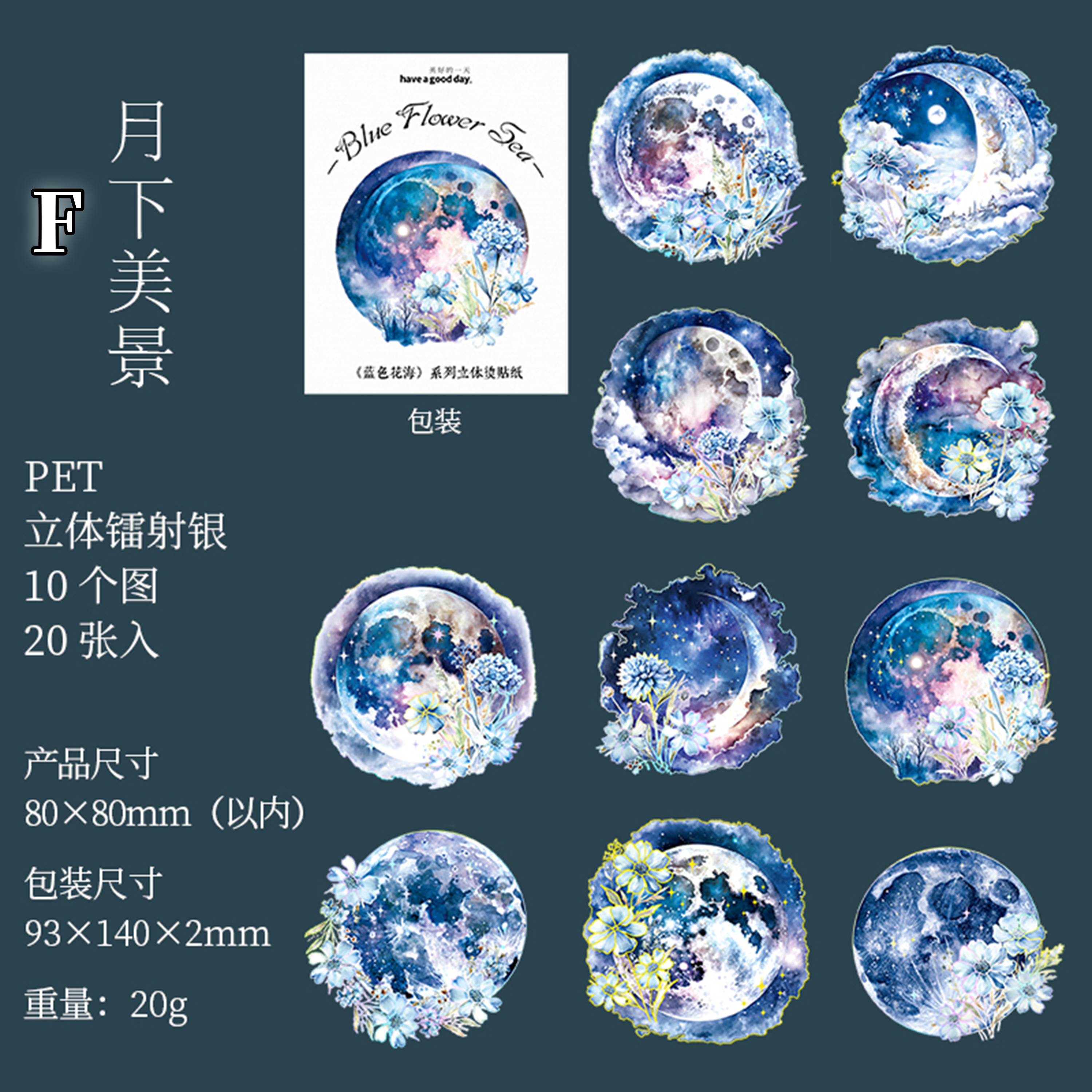 Sea of Blue Flowers Scrapbooking Journal PET Sticker