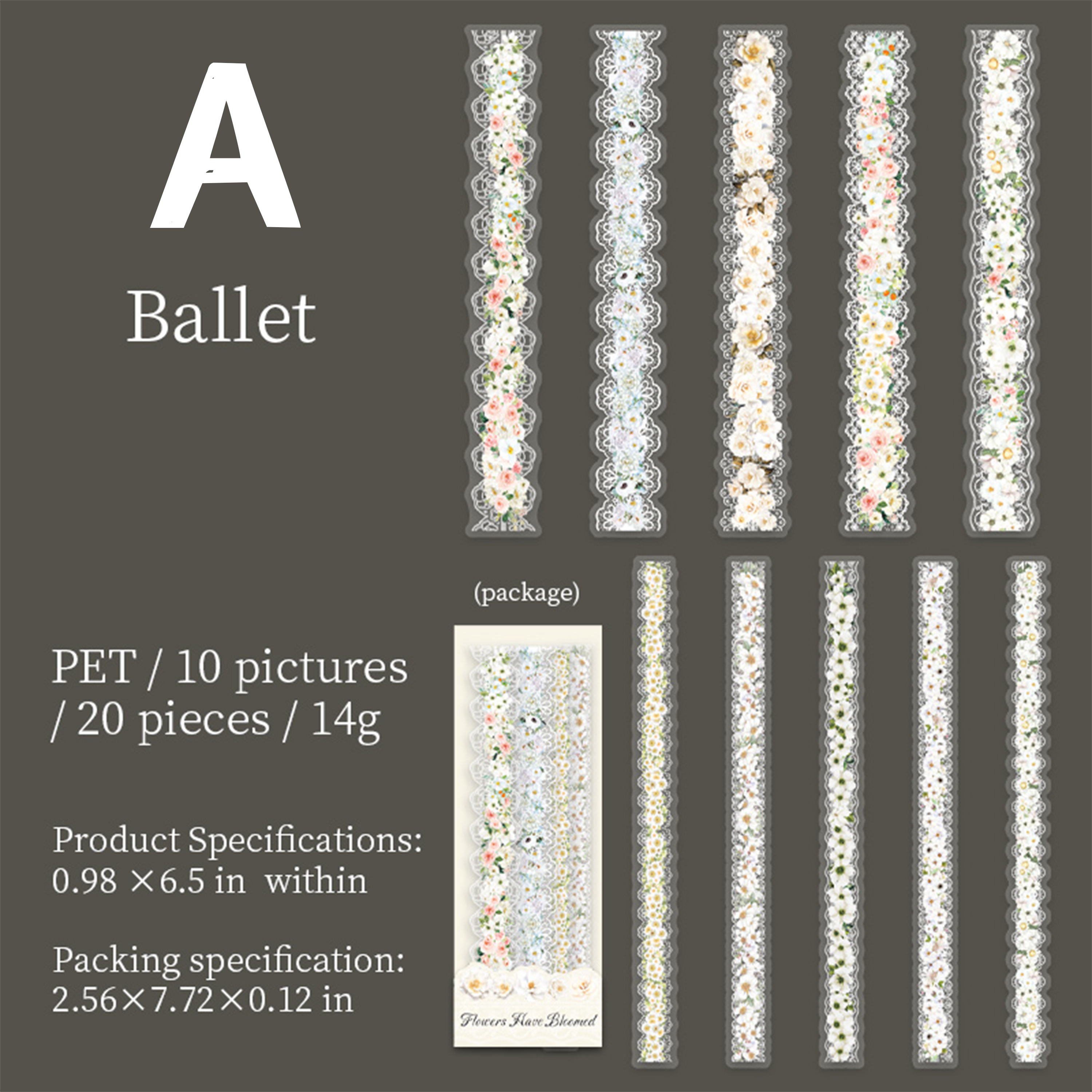 Long Lace Flower Stickers